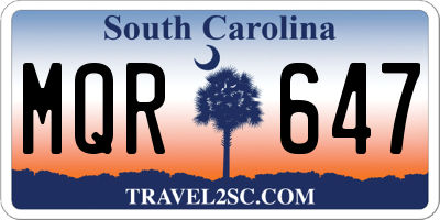 SC license plate MQR647