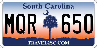 SC license plate MQR650