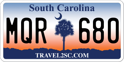 SC license plate MQR680