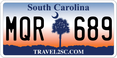 SC license plate MQR689
