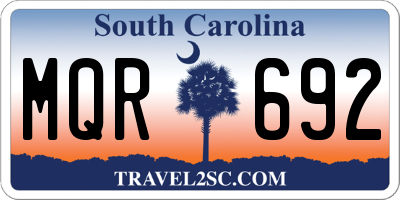 SC license plate MQR692