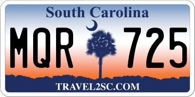 SC license plate MQR725