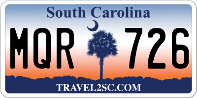 SC license plate MQR726