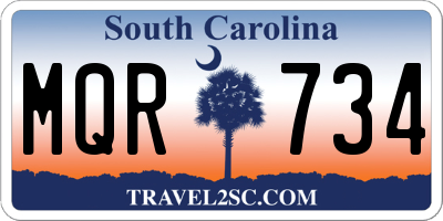 SC license plate MQR734