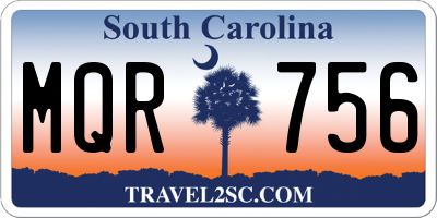 SC license plate MQR756