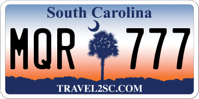 SC license plate MQR777
