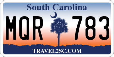 SC license plate MQR783