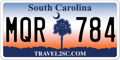 SC license plate MQR784