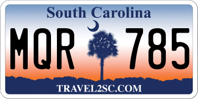 SC license plate MQR785