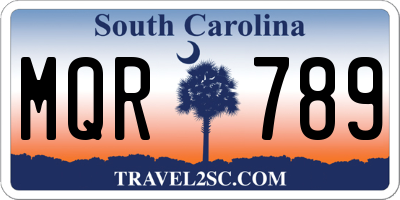 SC license plate MQR789