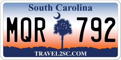 SC license plate MQR792