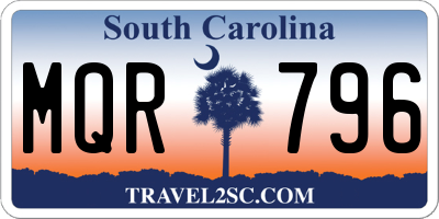 SC license plate MQR796