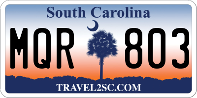 SC license plate MQR803