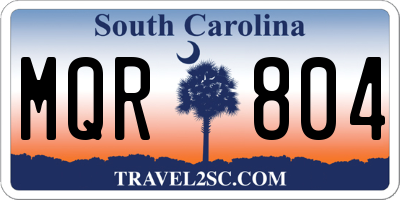 SC license plate MQR804