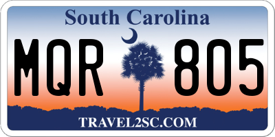 SC license plate MQR805