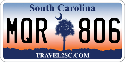 SC license plate MQR806