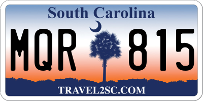 SC license plate MQR815