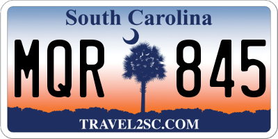 SC license plate MQR845