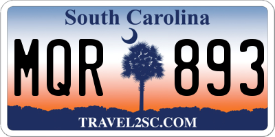 SC license plate MQR893