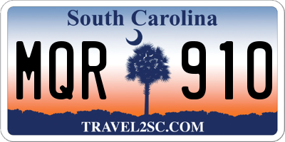 SC license plate MQR910