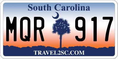 SC license plate MQR917