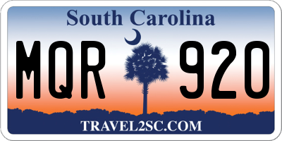 SC license plate MQR920