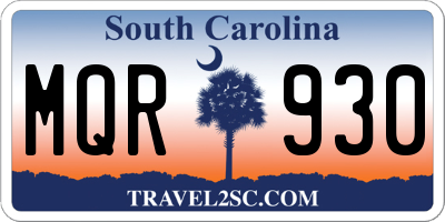 SC license plate MQR930