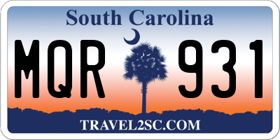 SC license plate MQR931