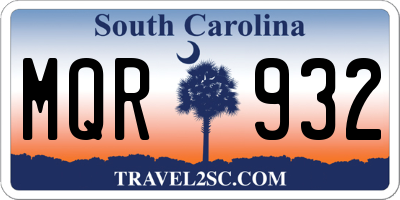 SC license plate MQR932