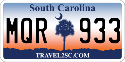 SC license plate MQR933