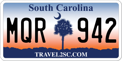 SC license plate MQR942