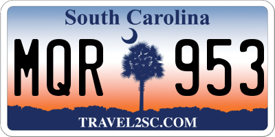 SC license plate MQR953