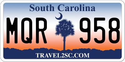 SC license plate MQR958