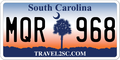 SC license plate MQR968