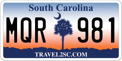 SC license plate MQR981