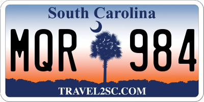 SC license plate MQR984