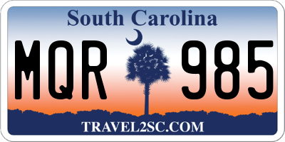 SC license plate MQR985