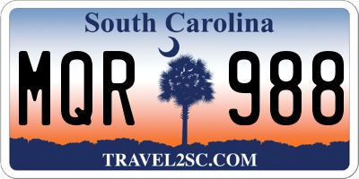SC license plate MQR988