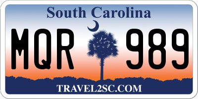 SC license plate MQR989