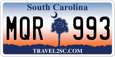 SC license plate MQR993