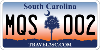 SC license plate MQS002