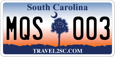 SC license plate MQS003
