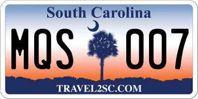 SC license plate MQS007