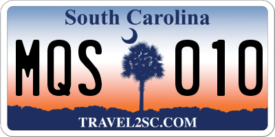 SC license plate MQS010