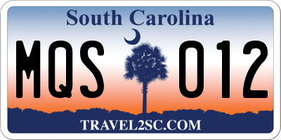 SC license plate MQS012