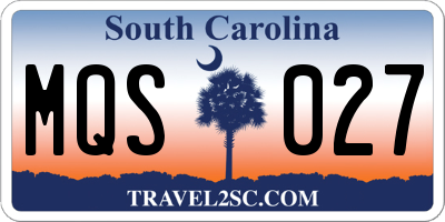 SC license plate MQS027