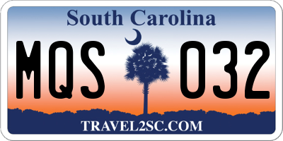 SC license plate MQS032
