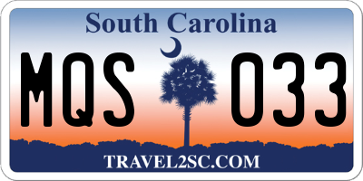 SC license plate MQS033