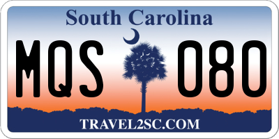 SC license plate MQS080