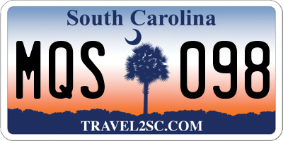 SC license plate MQS098